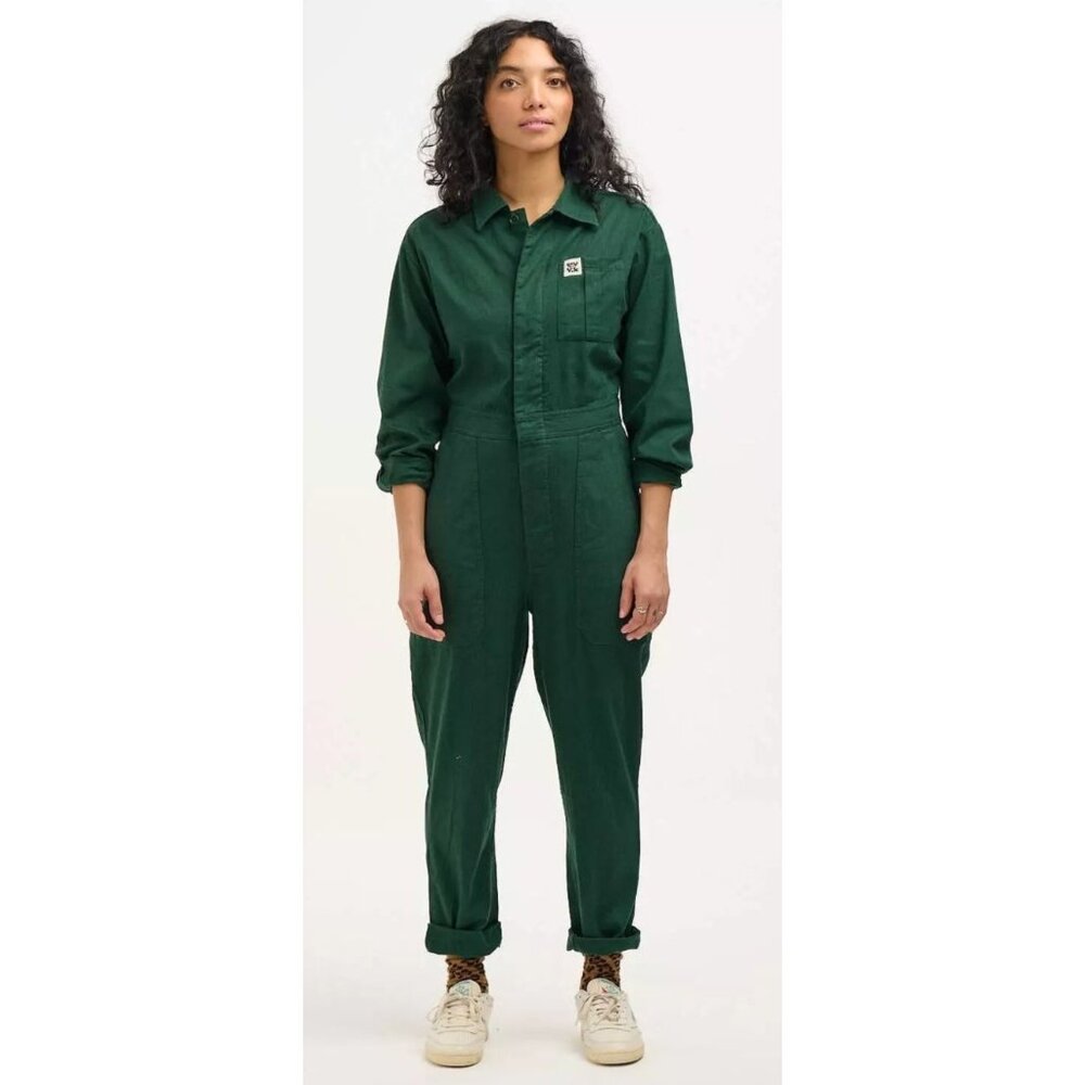 Lucy and Yak Carmen Jumpuit Vintage Green Organic Cotton Womens XS